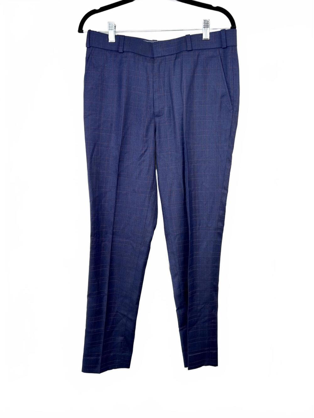 Nirmal Mandoth Size 32 Signature Blue Checkered Dress Pants NWOT Designer